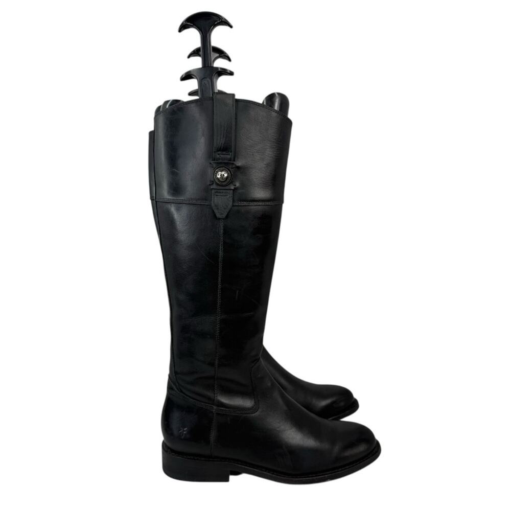 FRYE “Jayden Button' Tall Riding Boot Leather Black Zipper Women’s Sz 8